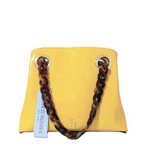 RARE HTF Frances Valentine Skip Tote in Canary Yellow Patent Leather small tote